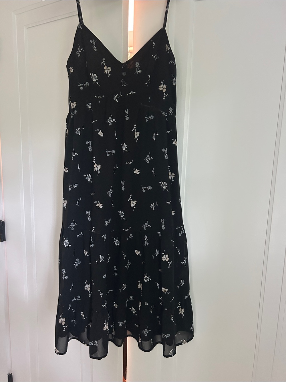 Black Floral Spaghetti-Strap Maxi Dress